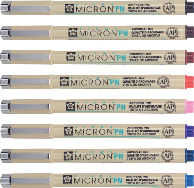 Sakura Pigma Micron Fineliner – 8er-Set 0,45 mm – 8 Farben, sortiert – wasserfest
