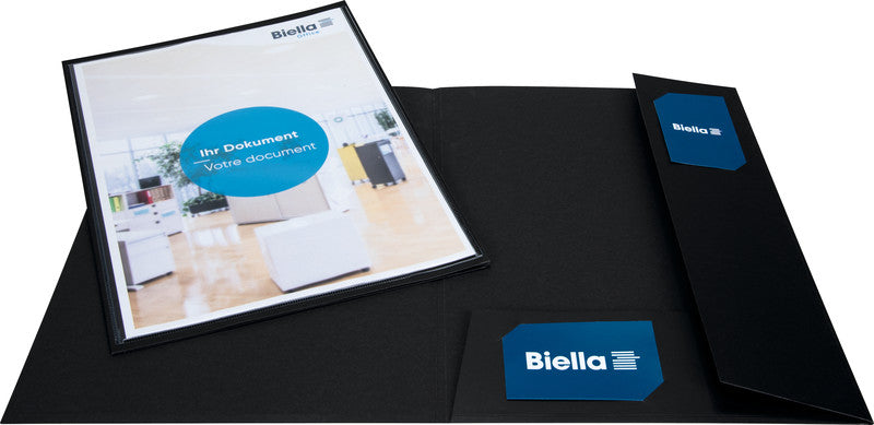 Biella Konferenzmappe – A4, mit Fronttasche, Karton, schwarz