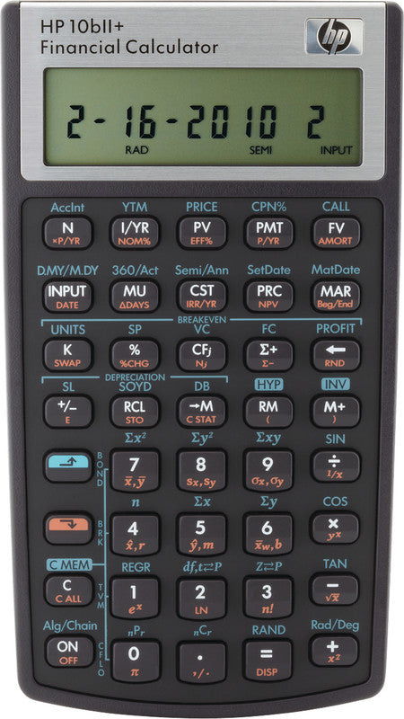 HP Taschenrechner 10bII+ – 12-stellig, LCD, Batterie, 80×145×12 mm, schwarz
