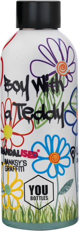 Youbottles Trinkflasche Dual – 5 dl – Edelstahl, isoliert, Schraubverschluss – Banksy Boy mit einem Teddy