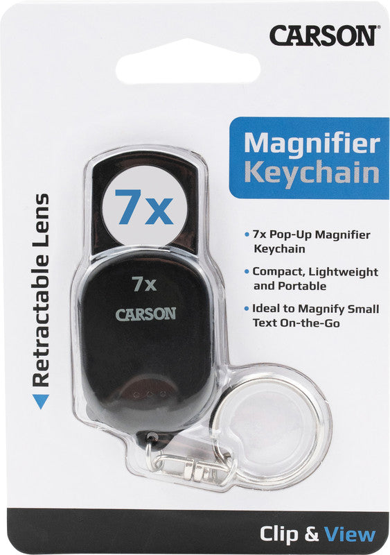 Carson Schlüsselanhänger-Lupe – 7×, ausfahrbar, schwarz