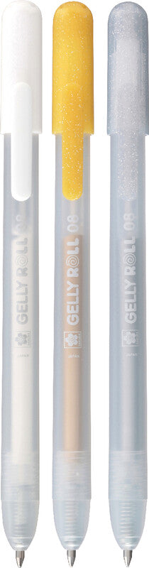 Sakura Gelly Clicker Gelschreiber 3er Set – 3 Farben, 0,45 mm, schnelltrocknend, Druckmechanik
