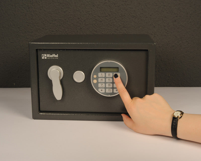 Rieffel Tresor – mit Elektronikschloss, Stahl, dunkelgrau, 310 × 200 × 200 mm