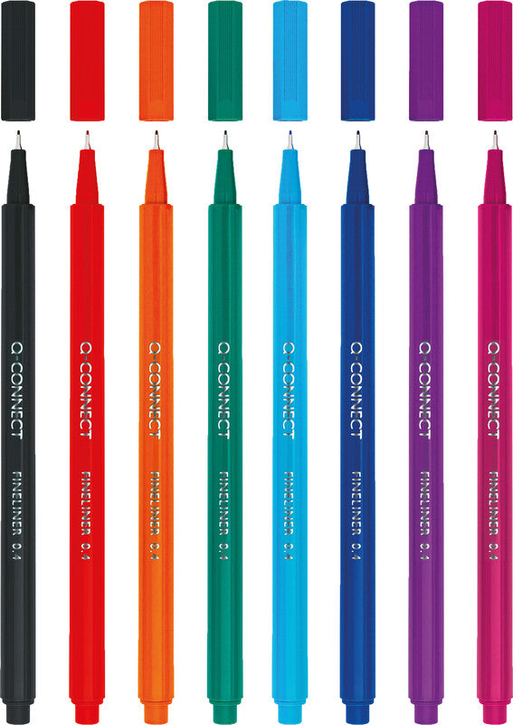 Q-connect Fineliner – 8er-Set, 0,4 mm – 8 Farben, sortiert