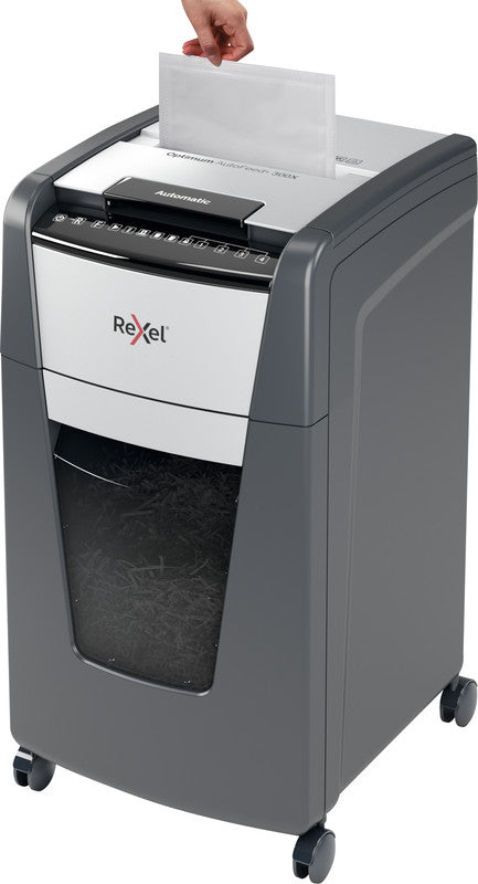 Rexel Optimum AutoFeed+ 600X – Aktenvernichter mit Autofeed 600 Blatt, DIN P-4, Partikelschnitt 4 × 36 mm, 15