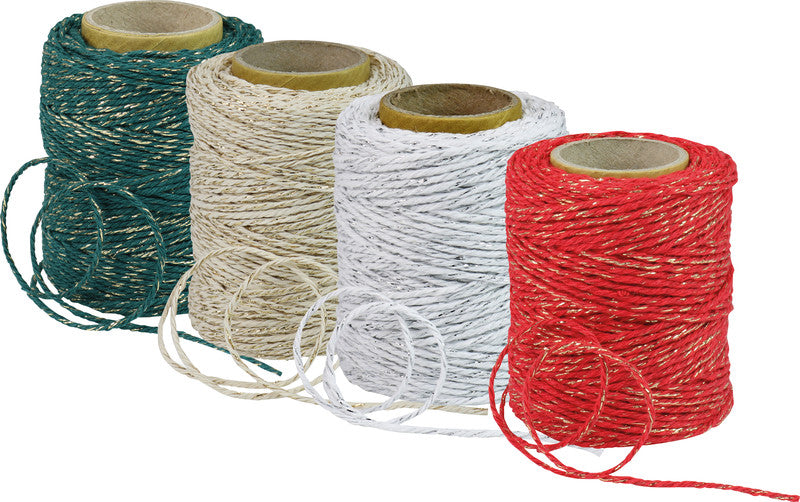 Präsent Kordel – 2 mm × 50 m, Baumwolle, Weiss/Silber