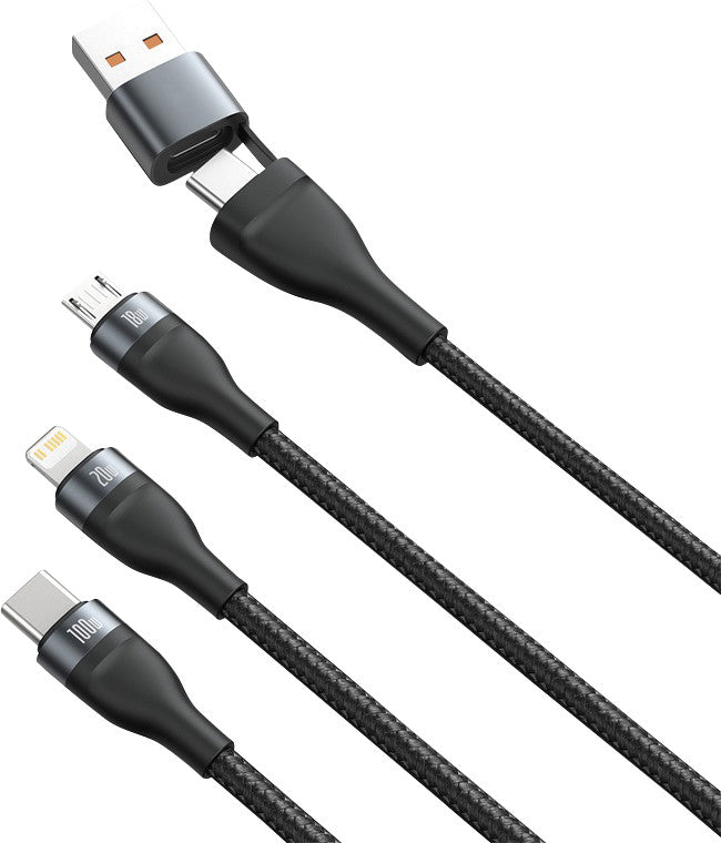 Baseus USB auf USB-C, Lightning, Micro-USB Kabel, 1,2 m, Schwarz