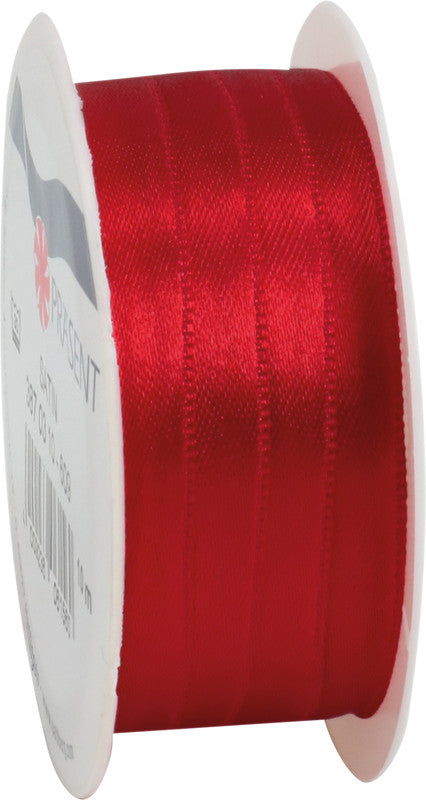 Präsent Geschenkband – Dunkelrot – Echte Webkante – 10 mm × 10 m – Kunststoff