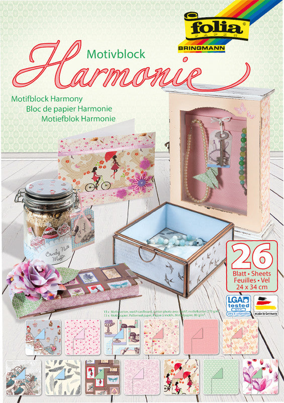 Folia Motivblock Harmonie – 240 × 340 mm – 80/270 g/m² – mehrfarbig – 26 Blatt
