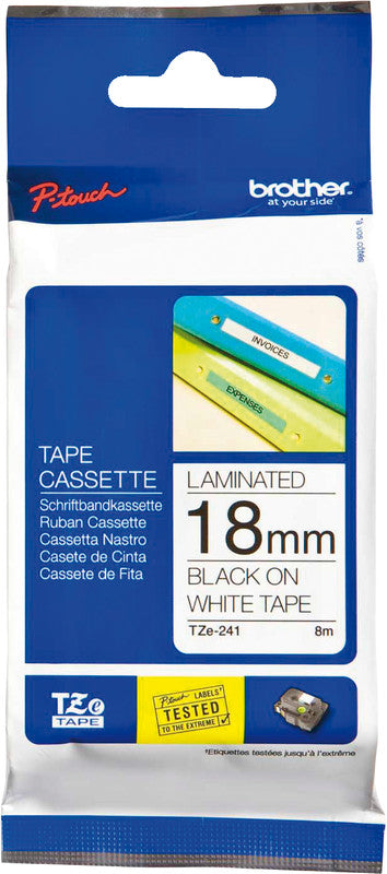 Brother Schriftband – 18 mm × 8 m, weiss, schwarz