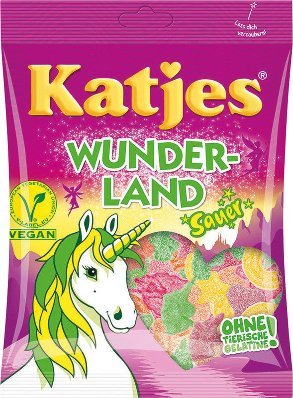 Katjes Wunderland Fruchtgummi – sauer, vegan, Beutel, 175 g
