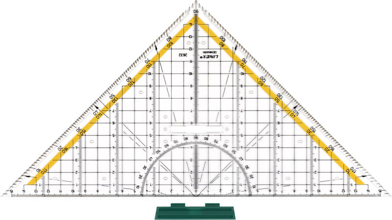 Linex Wandtafel-Geodreieck – Hypotenuse 32 cm, Acrylglas, transparent, mit abnehmbarem Griff