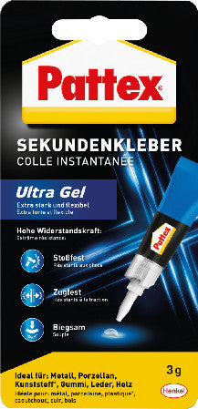 Pattex Sekundenkleber – permanent, transparent, lösemittelfrei, schnelltrocknend, 3 g, für fast alle Materialien