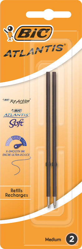 BIC Kugelschreiber-Mine für Atlantis, Soft Feel Clic Grip und andere BIC Kugelschreiber – geruchsarm, 2 Stk.