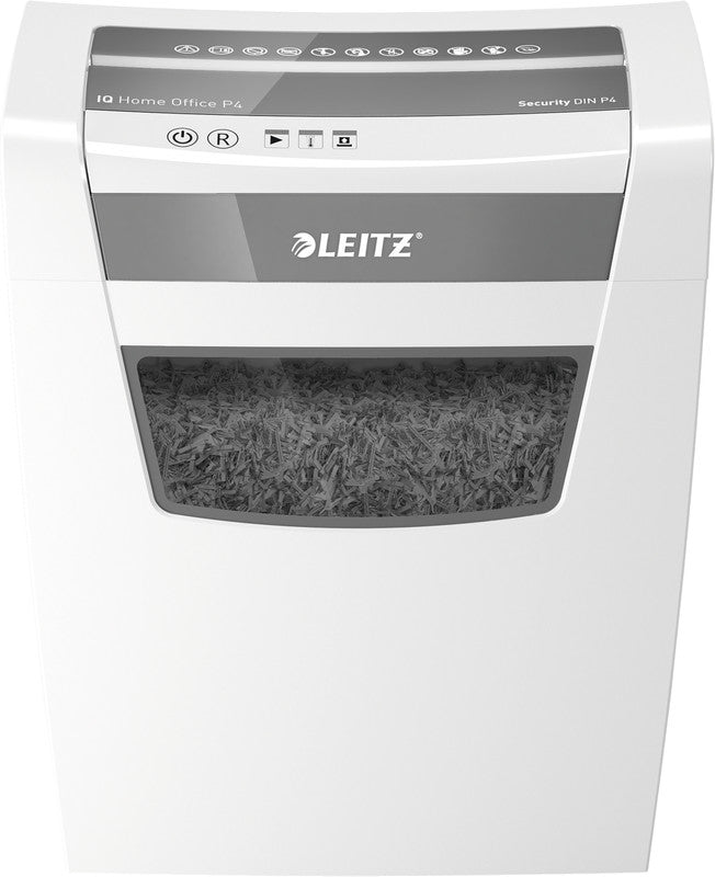 Leitz IQ Home Office – Aktenvernichter, DIN P-4, Partikelschnitt 4 × 28 mm, 10 Blatt, 23 l, A4