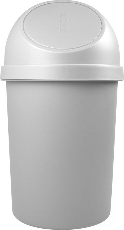 Helit Abfallcontainer the Flip – 45 l – mit Deckel – Kunststoff, lichtgrau – Ø 403 × H 700 mm