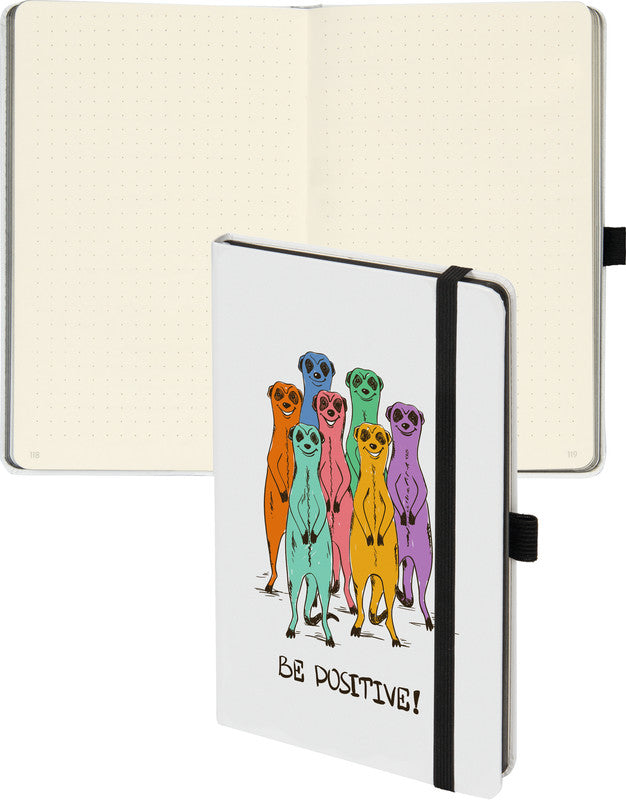 Biella Notizbuch, 125 × 195 mm, punktkariert, Fadenheftung, 192 Seiten, 80 g/m² – mehrfarbig