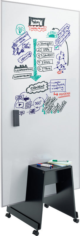 Sigel Whiteboard – 90 × 180 cm, Metall, magnetisch, Aluminiumrahmen, mobil, beidseitig