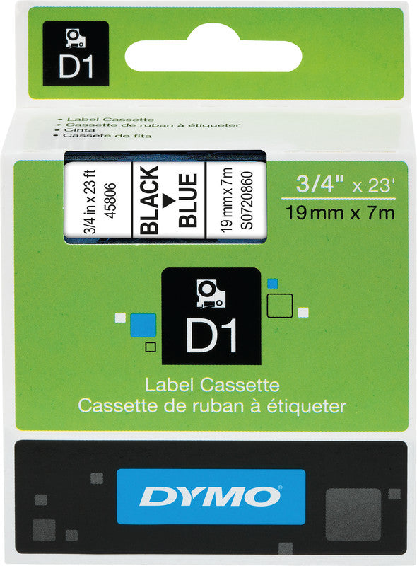 DYMO Schriftband 6 19 mm D7 7 m, blau, schwarz 6 f52r DYMO POCKET, Dymo 1000+, 2000, und andere