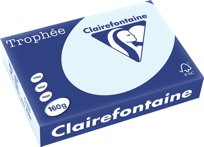 Clairefontaine Kopierpapier – A4, 160 g/m², Eisblau – für Inkjet/Laser/Kopierer – FSC, EU Ecolabel – 250 Blatt