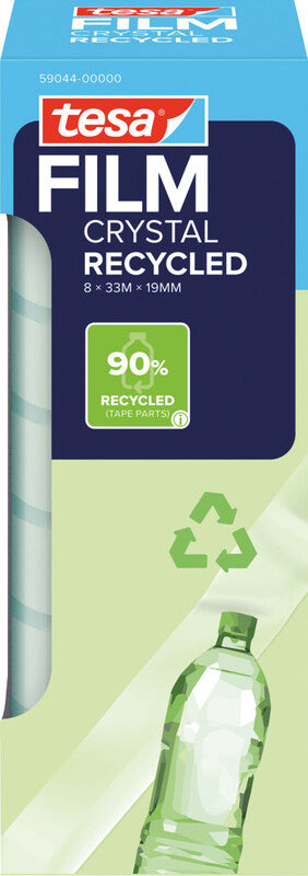 TESA Büro-Klebeband eco & crystal – permanent, PET, 19 mm × 33 m, transparent, 8 Rollen