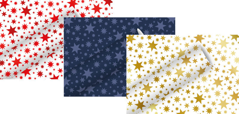 Braun + Company Geschenkpapier – Beautiful Stars – aluminiumbedampftes Papier, Gold – 700 × 1500 mm