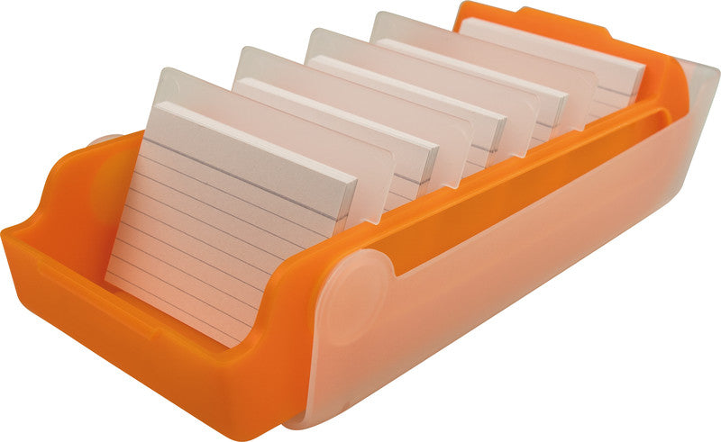 Helit Karteikarte A8 quer, liniert, orange transparent, Kunststoff – 100 Stück