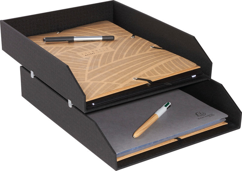 Exacompta Office by Me – Briefkorb-Set für A4+, Recycling-Karton, Schwarz, 2er-Set, 260 × 130 × 337 mm