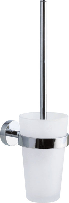 TESA WC-Garnitur Smooz – Edelstahl/Glas, Weiss, selbstklebend, 13,5 × 9,5 × 39,5 cm