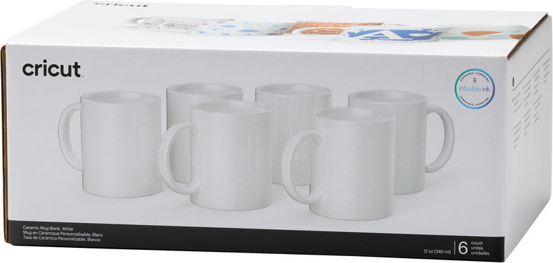 Cricut Tasse – 0,35 l, Keramik, weiss, sublimationsfähig, für Cricut Mug Press, 6 Stück
