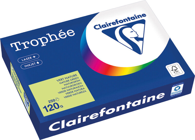 Clairefontaine Kopierpapier – A4, 120 g/m², naturgrün – für Drucker und Kopierer – FSC, EU Ecolabel – 250 Blatt