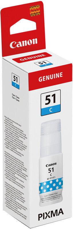 Canon Tintenpatrone GI-51, cyan, ca. 70 ml – für Inkjetdrucker und Multifunktionsgeräte