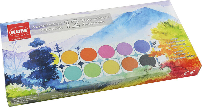 Kum Deckfarbkasten – 12 Farben, inkl. Deckweiss