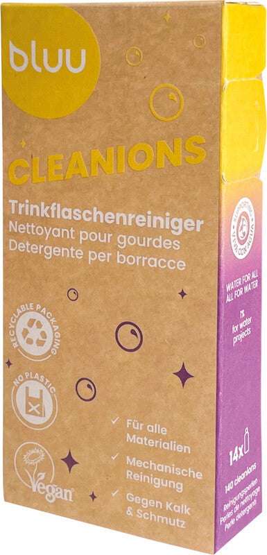Bluu BL00120 Allzweckreiniger für Glas-, Edelstahl- und Kunststoffflaschen – Box – 112 g, 140 Stk.