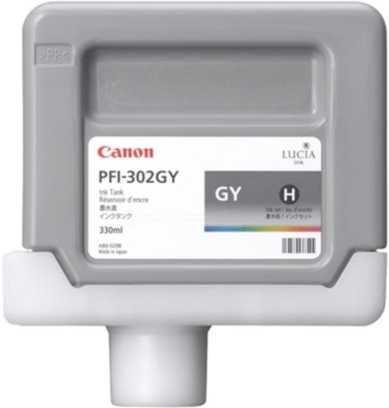 Canon Tintenpatrone PFI-302GY, grau, 330 ml – für Inkjetdrucker/Multifunktionsgeräte