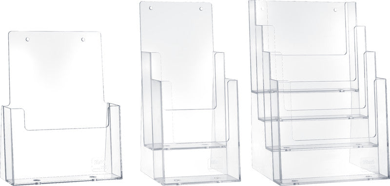 Helit Tischprospekthalter – für A6 hoch, 2 Fächer, transparent, Kunststoff, 115×125×270 mm