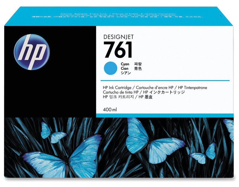 HP Tintenpatrone 761, cyan, 400 ml – für Inkjetdrucker