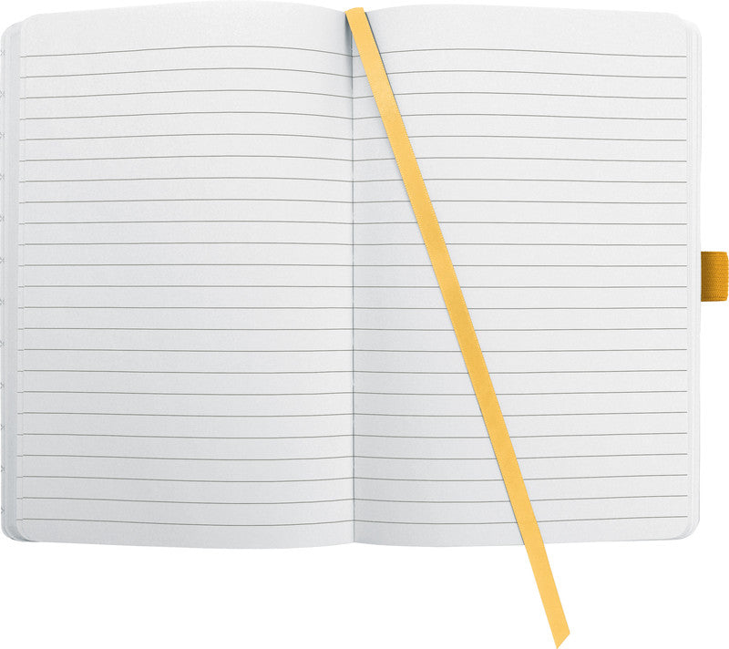 Sigel Notizbuch A6, liniert, Fadenheftung, Karton, 174 Seiten, perforiert, 80 g/m² – Mango (gelb)