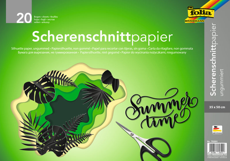 Folia Scherenschnittpapier – 350 × 500 mm – 80 g/m² – Schwarz – 20 Blatt