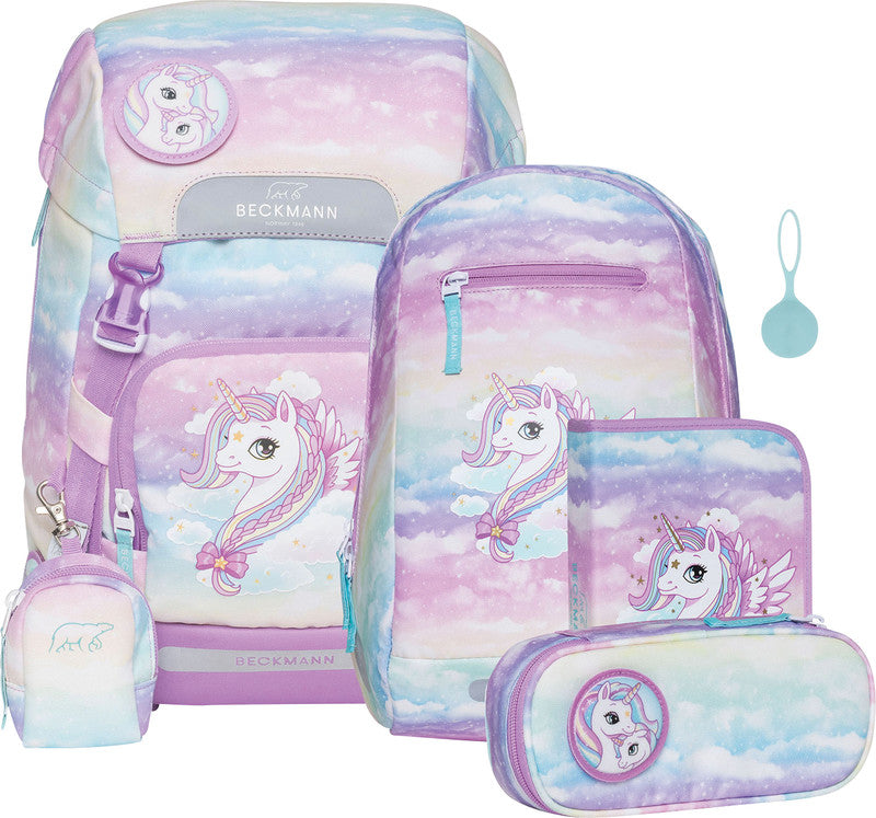 Beckmann Schulrucksack-Set – 6-teilig – Einhorn – mit Leuchteffekt