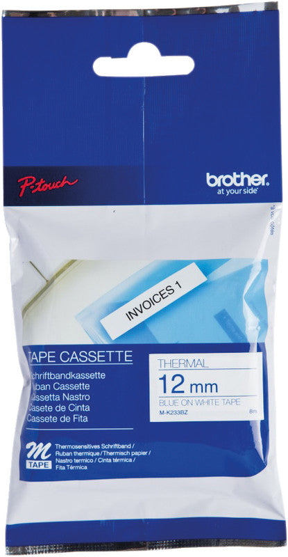 Brother Schriftband – 12 mm × 8 m, weiss, blau