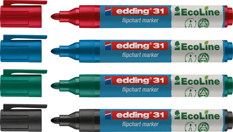 Edding Flipchart-Marker 31 EcoLine – Rundspitze 1,5-3 mm – Grün – Nachfüllbar