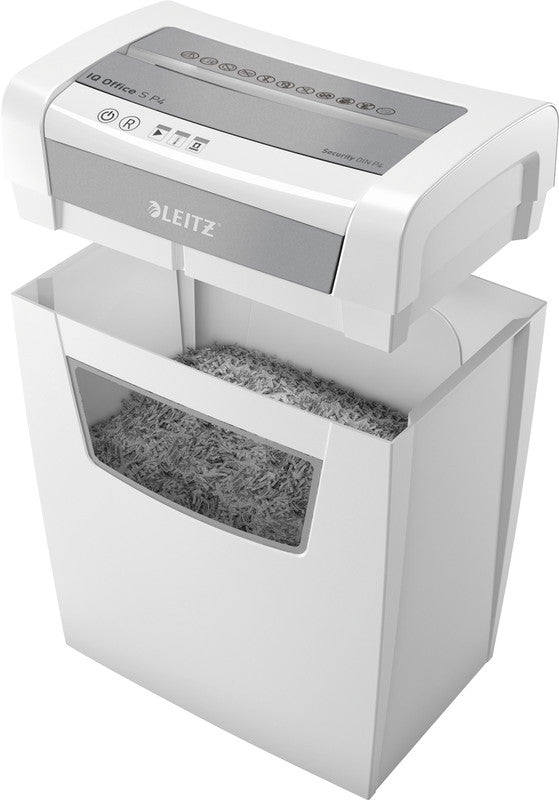 Leitz IQ Office S – Aktenvernichter, DIN P-4, Partikelschnitt 4 × 28 mm, 12 Blatt, 23 l, A4