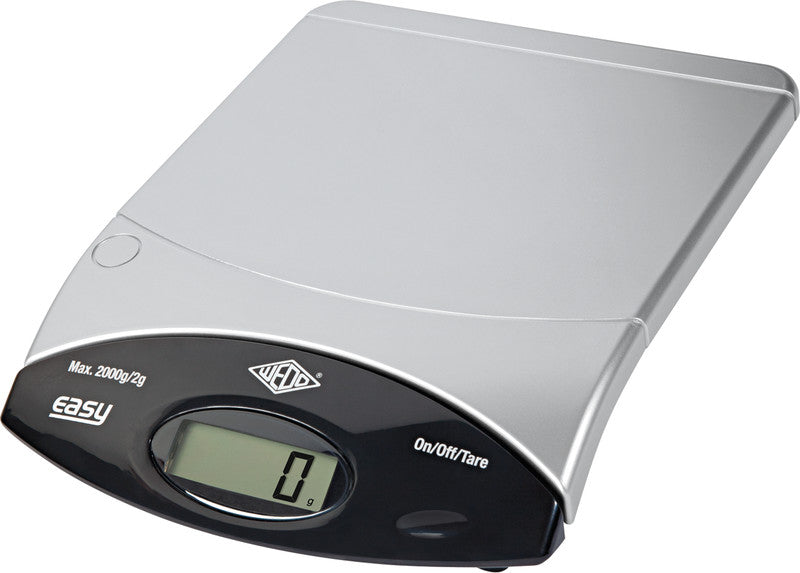 Wedo Easy 2000 – Küchenwaage, bis 2 kg, 2 g Teilung, Tara, Kunststoff, Silber/Schwarz