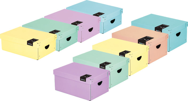 Pastelini Aufbewahrungsbox A4 – mit Deckel, mit Griffloch, 240 × 160 × 355 mm, grün, Karton