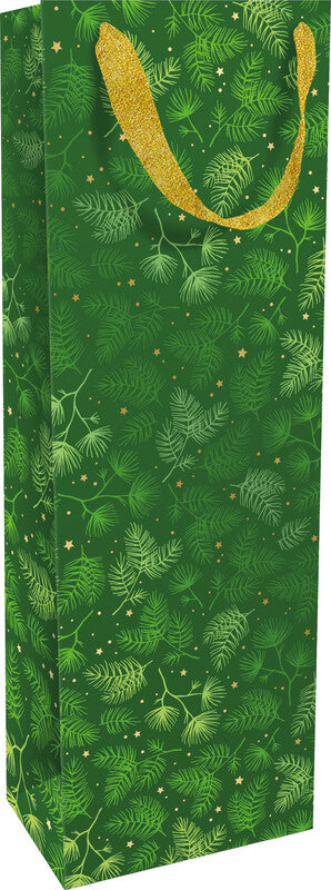Braun + company Geschenktasche – X-Mas Twigs – Papier, Heissfolienprägung, matt laminiert – 120 × 360 × 80 mm
