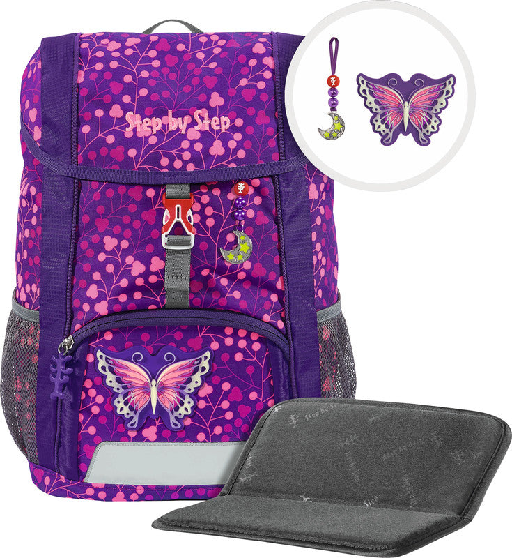 Step by Step Kindergartenrucksack-Set KID SHINE – 3-teilig – Butterfly Night Ina – mit Leuchteffekt