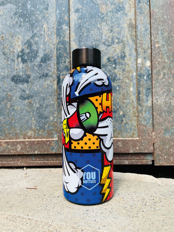 Youbottles Trinkflasche Dual – 5 dl – Edelstahl, isoliert, Schraubverschluss – Street Art Pop Art