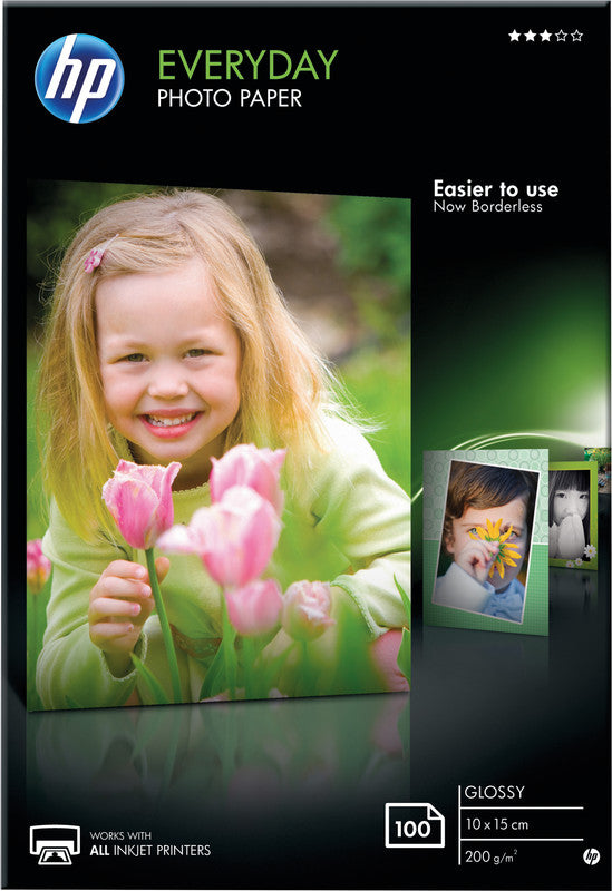 HP Fotopapier – glänzend, 100 × 150 mm, 200 g/m², 100 Blatt – für Inkjet-Drucker