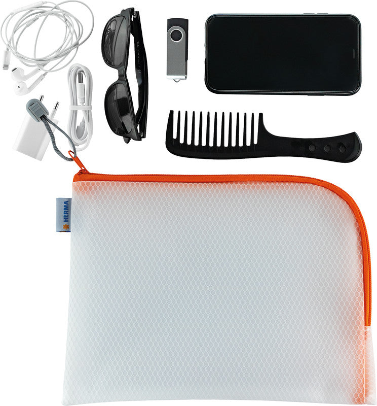 HERMA Reissverschlusstasche – 260 × 200 mm, Kunststoff, Orange – 1 Stück